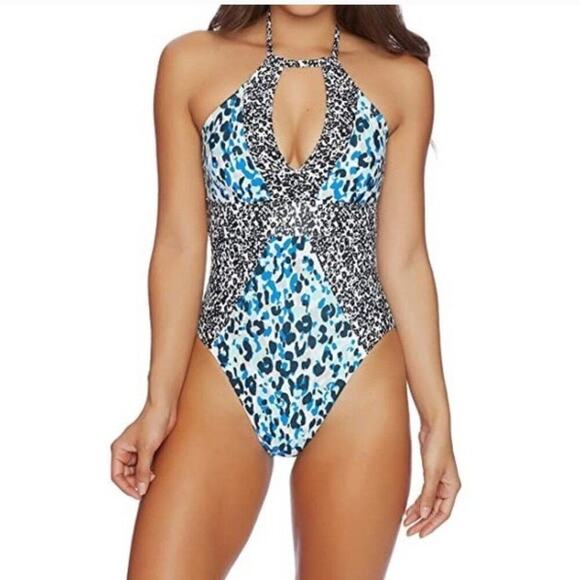 NWT * SPLENDID One Piece Halter Swimsuit in Tropic Spots One - Picture 6 of 13